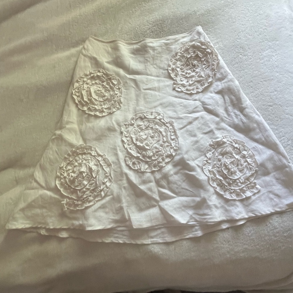 Lucy & Laurel Cream linen A-Line Mini Skirt with Embellishments
